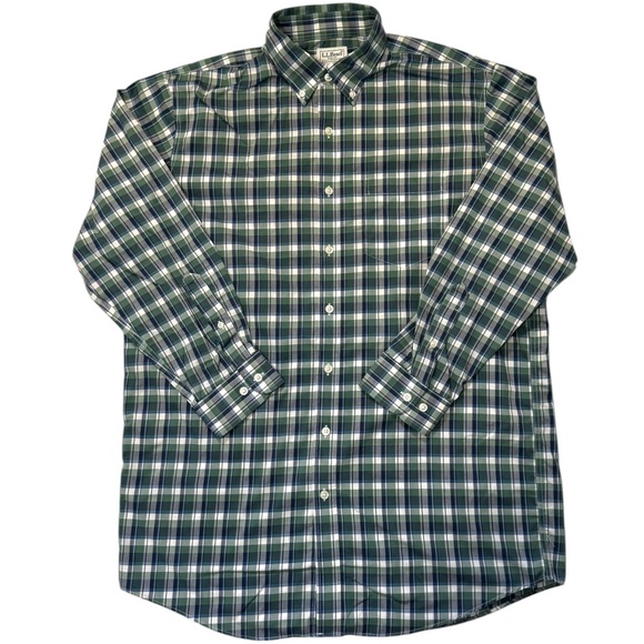 L.L. Bean Other - L.L. Bean Blue and White‎ Plaid Shirt Men’s M- Tall